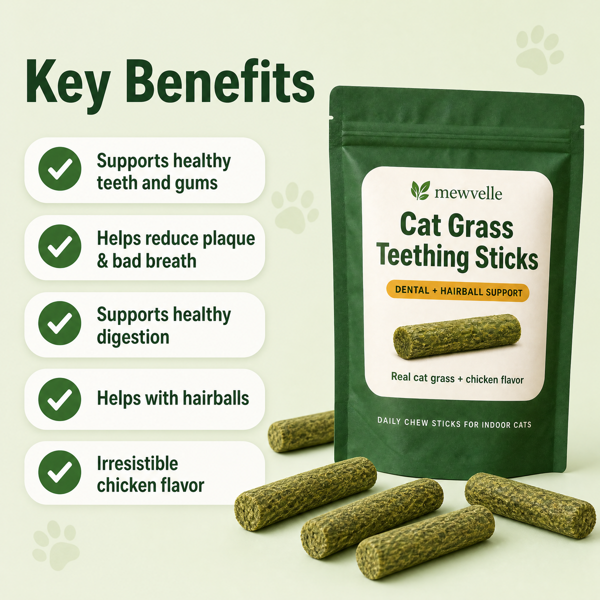 Key benefits of Mewvelle cat grass sticks